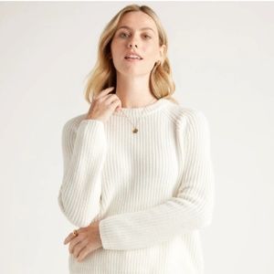 Quince 100% Organic Cotton Fisherman Crew Sweater Ivory XS